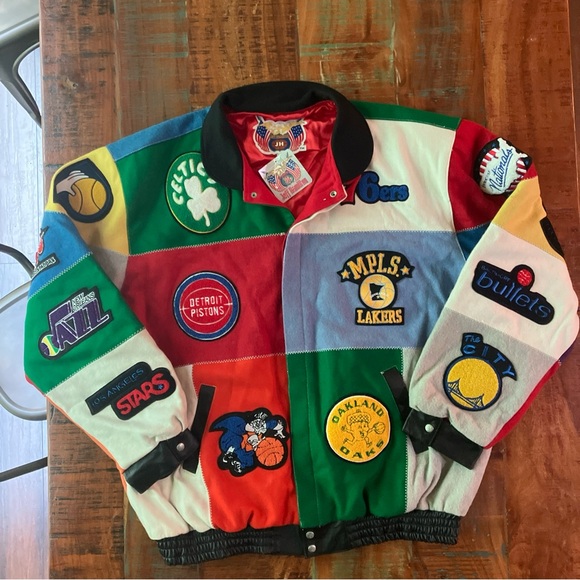 Rare Vintage 1999 Jeff Hamilton NBA and ABA Throwback Patch Varsity Jacket 6X - Picture 7 of 16